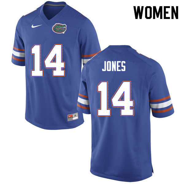 Women #14 Emory Jones Florida Gators College Football Jerseys Sale-Blue - Click Image to Close